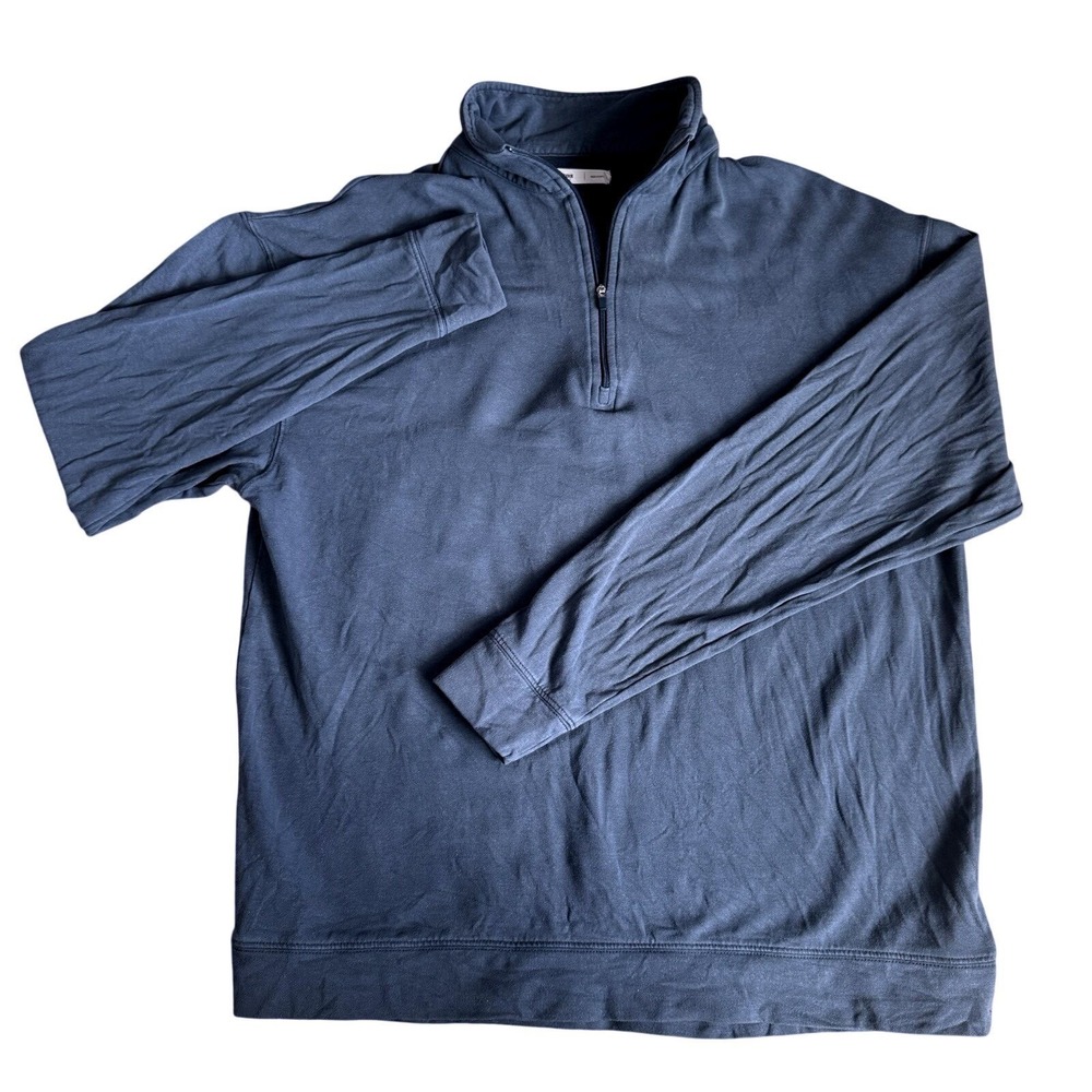 Pacas 1/4 Zip Sweater Men Medium Blue Pullover Pima Alpaca Blend Mockneck Casual